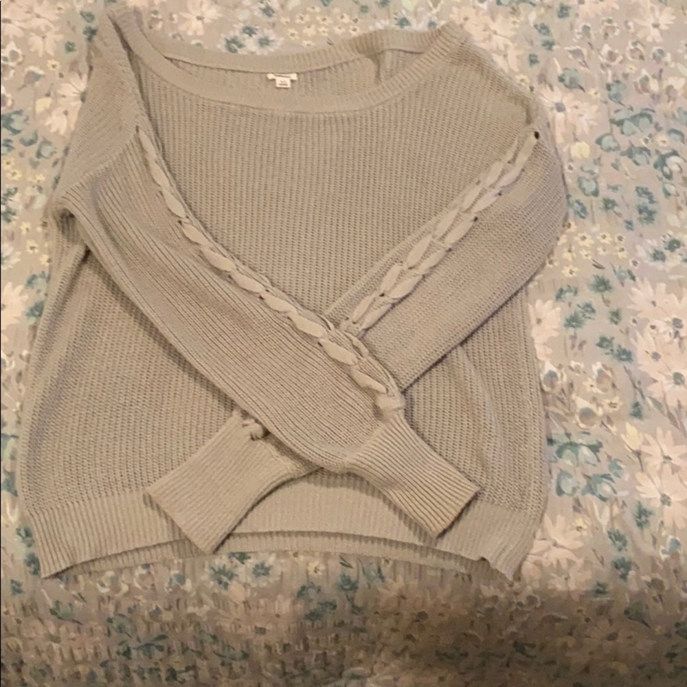 Off the shoulder oversized knit sweater